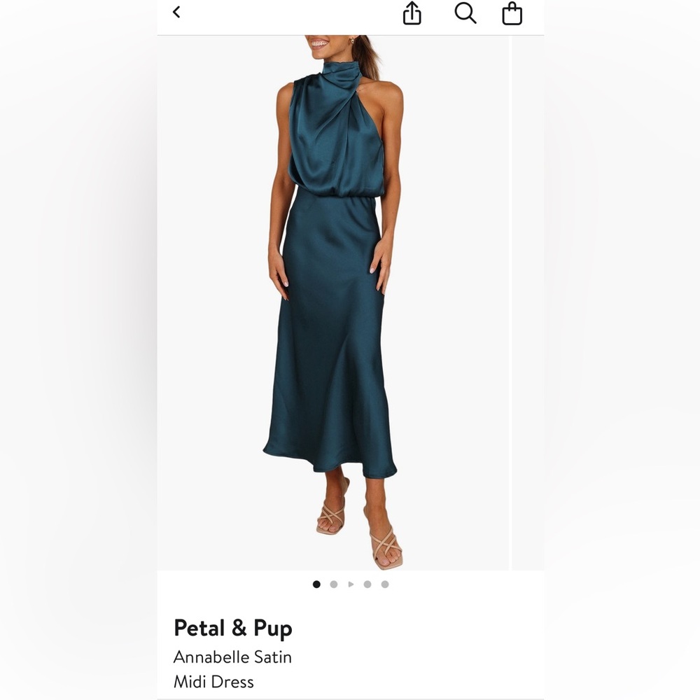 Petal & Pup Teal Sheath Halter Midi Dress Halter Neck
